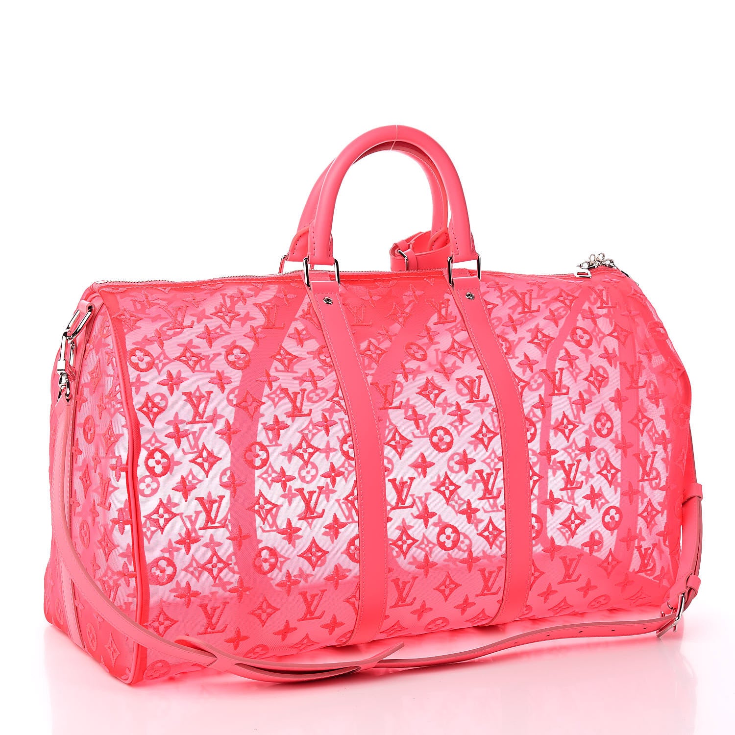 Louis Vuitton Monogram Fluo See Through Keepall Bandouliere 50 Rose 3 of 11