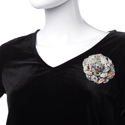 Chanel Tweed Camellia CC Pin Brooch Multicolor 2 of 5