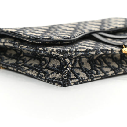 Christian Dior Oblique Saddle Chain Pouch Blue 9 of 11