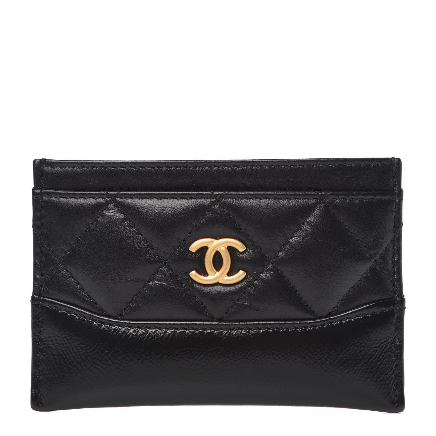 Chanel Aged Calfskin Quilted Gabrielle Card Holder Black 1 of 8