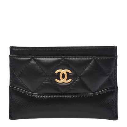 Chanel Aged Calfskin Quilted Gabrielle Card Holder Black 1 of 8