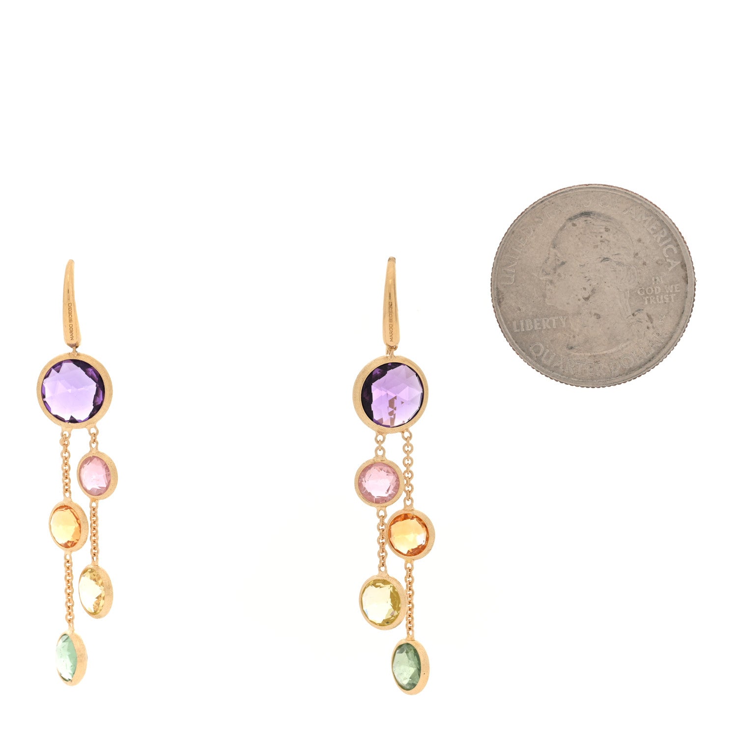 Marco Bicego 18K Yellow Gold Multi Gemstone Jaipur Color Two Strand Earrings 2 of 4