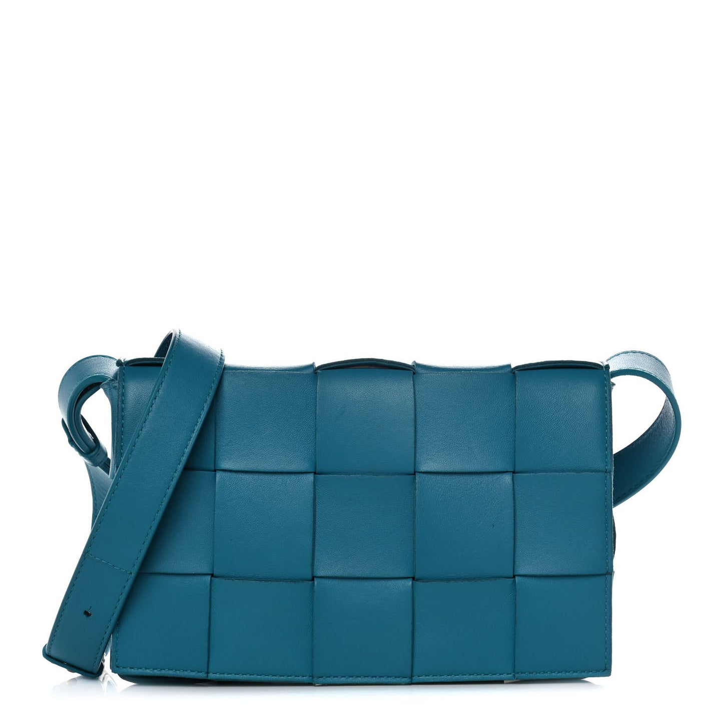 Lambskin Maxi Intrecciato Cassette Crossbody Bag Petrol Blue