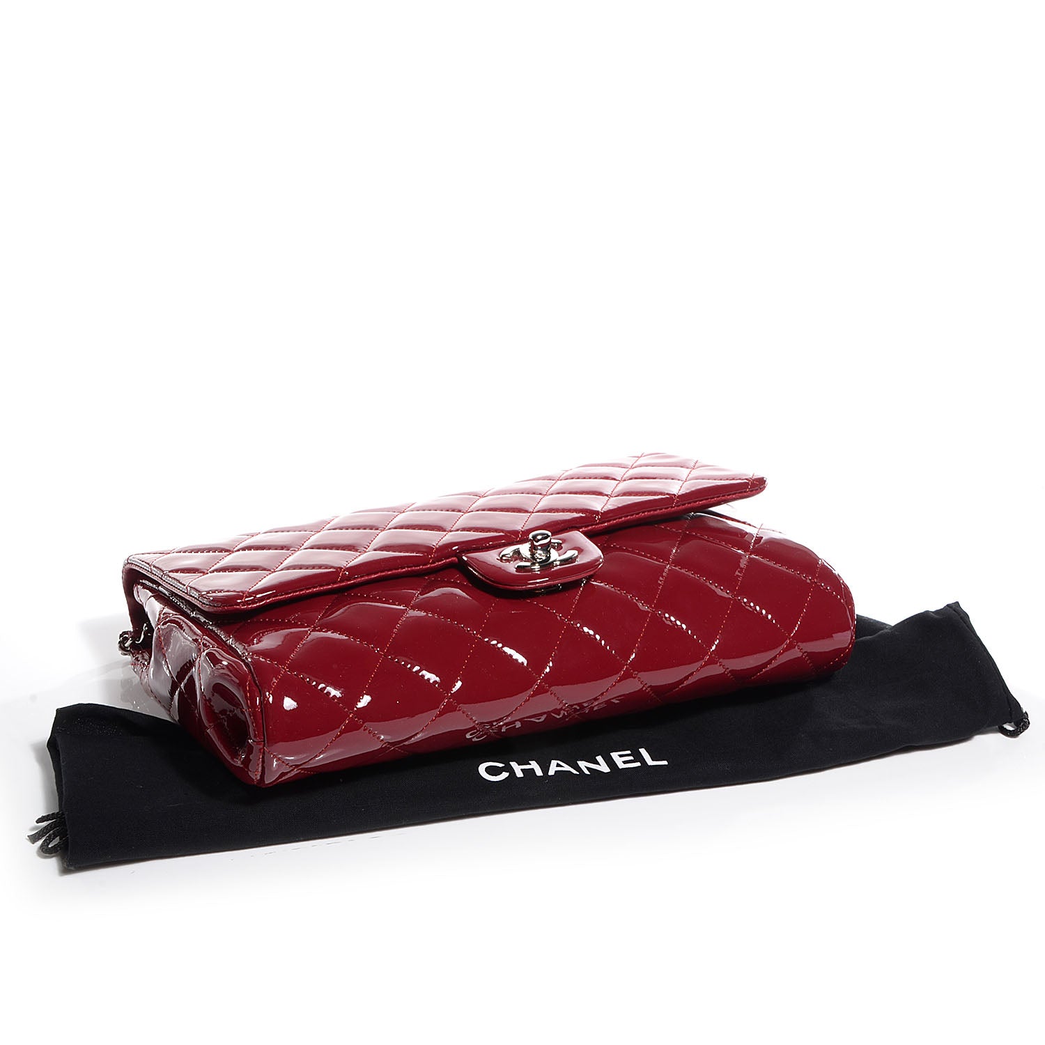 Chanel Patent Quilted Clutch Flap Red 4 of 8