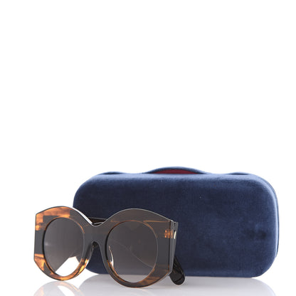 Gucci Acetate Round Frame Sunglasses GG 0177S Black Havana Brown 7 of 7