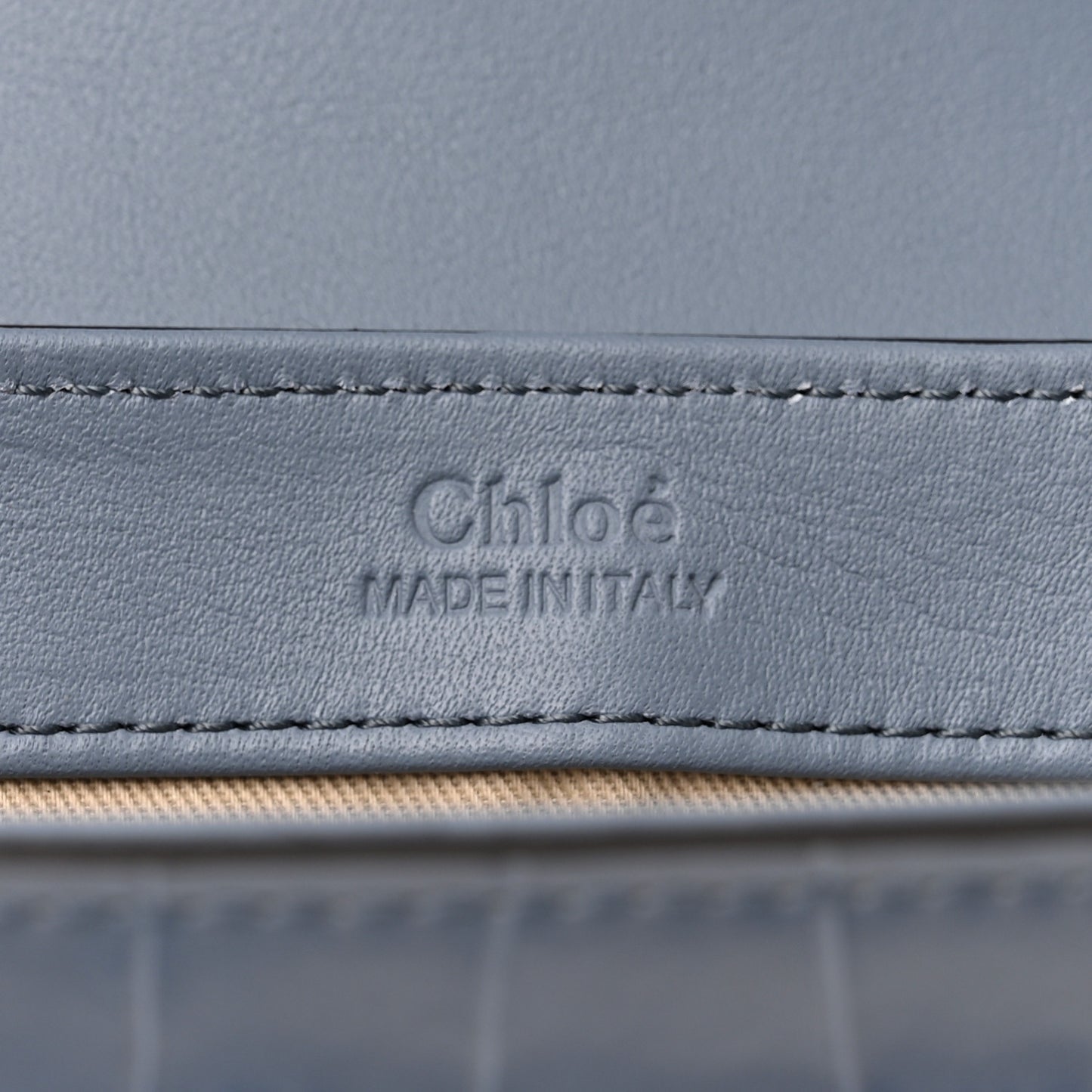 Calfskin Crocodile Embossed Mini C Double Carry Ash Blue