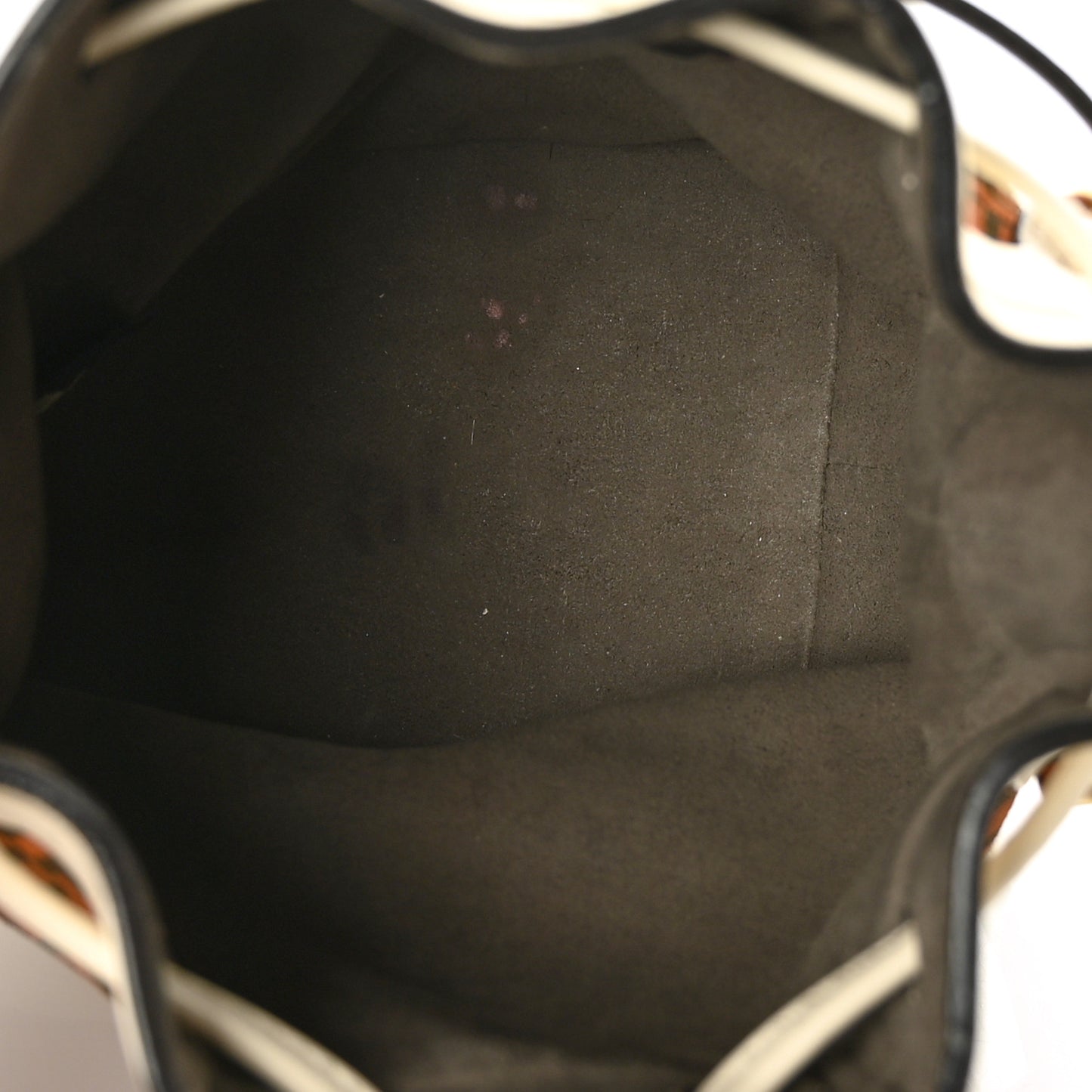 Suede Vitello King F is Fendi Micro FF Mini Mon Tresor Bucket Bag Arancio Marrone White Ice