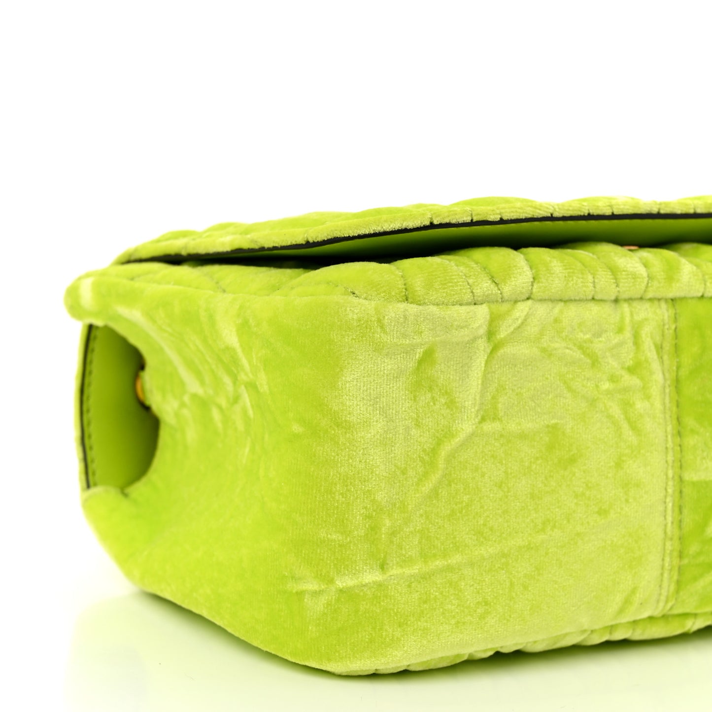 Velvet Quilted Virtus Shoulder Bag Green