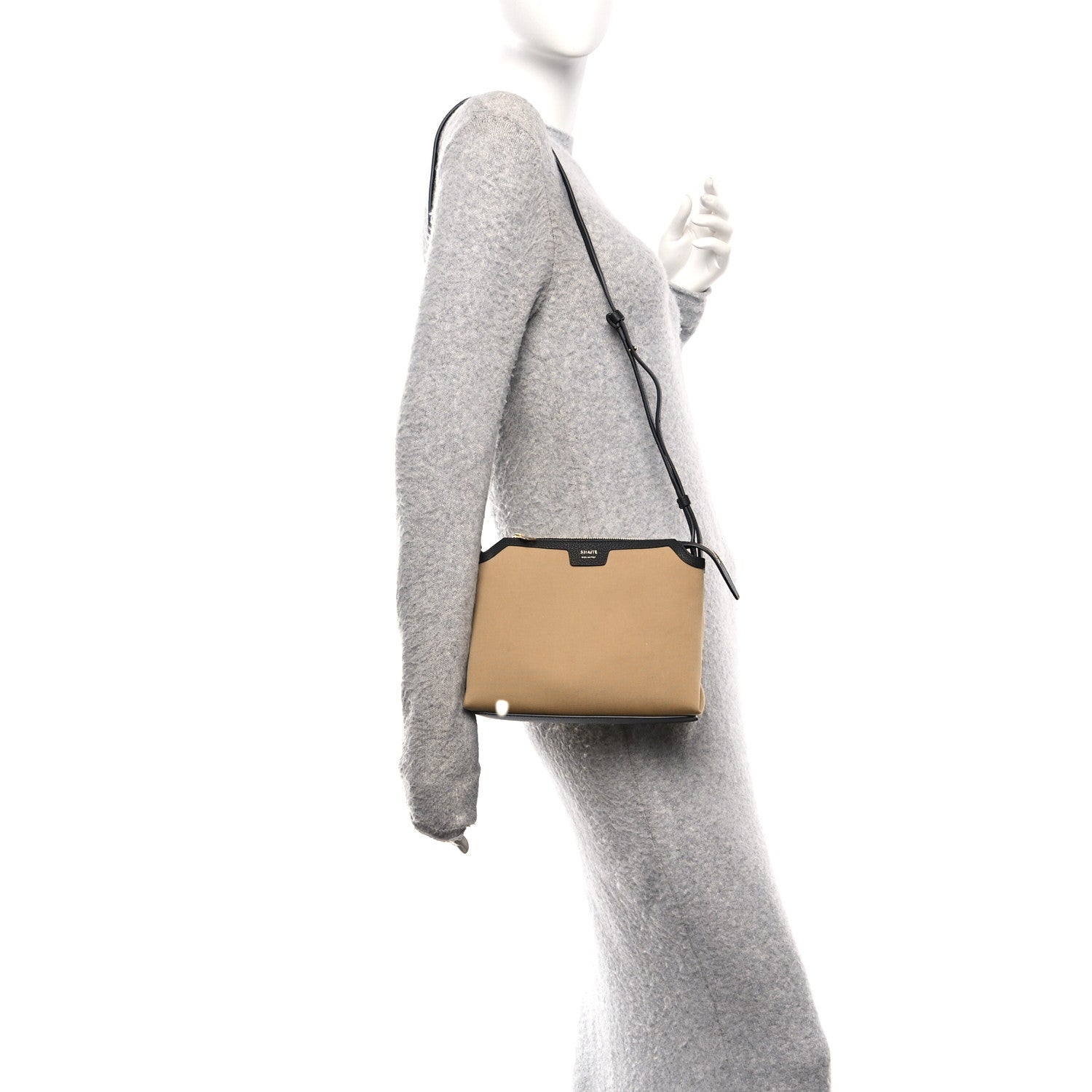Khaite Canvas Calfskin Medium Lina Crossbody Bag Black Honey 2 of 9