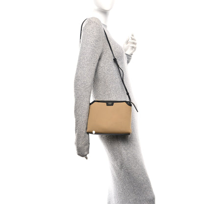 Khaite Canvas Calfskin Medium Lina Crossbody Bag Black Honey 2 of 9
