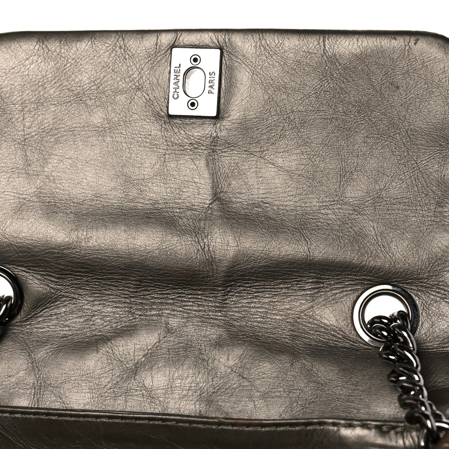 Metallic Aged Calfskin Quilted Small Flap Gold