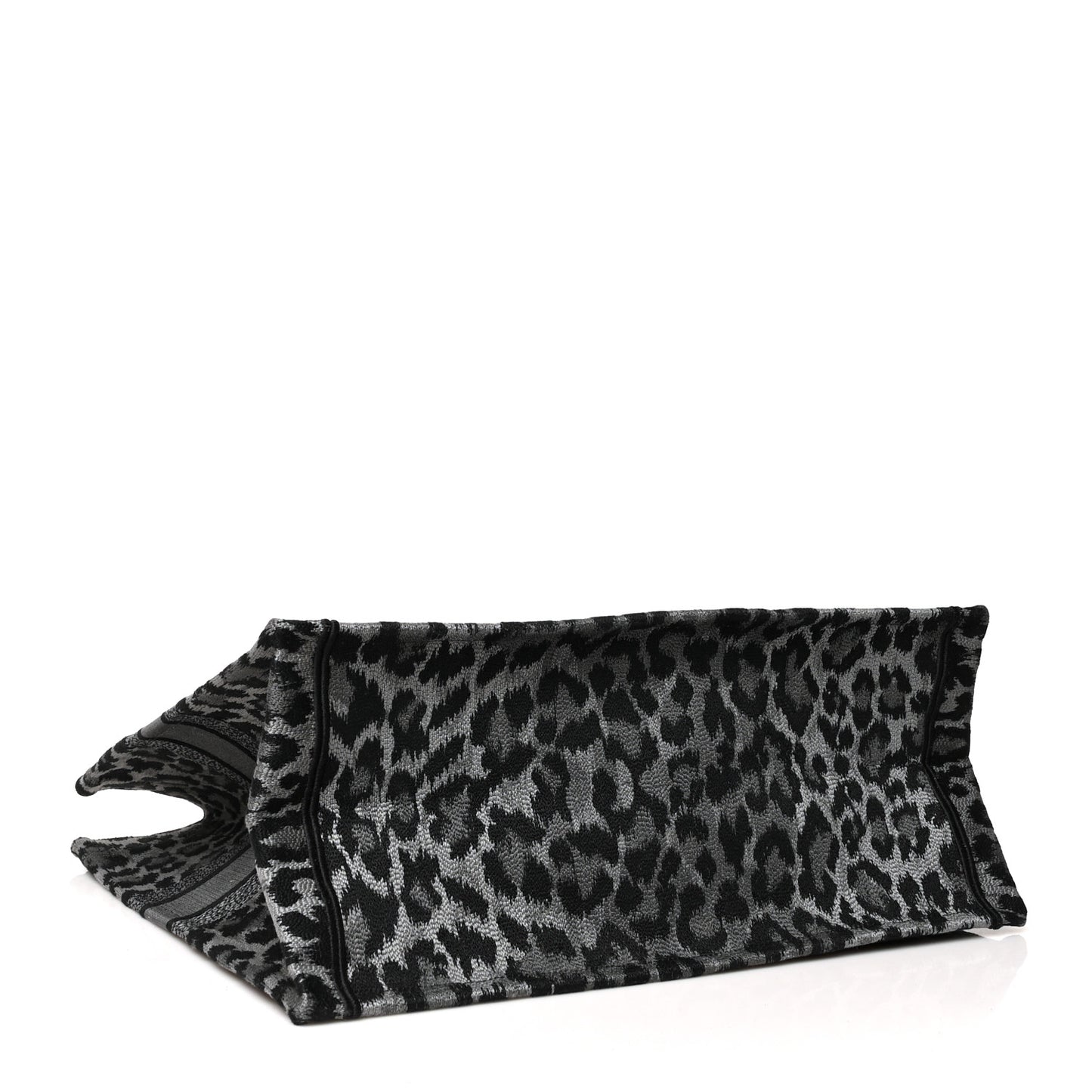 Canvas Mizza Embroidered Large Leopard Book Tote Grey