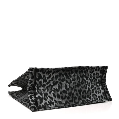 Christian Dior Canvas Mizza Embroidered Large Leopard Book Tote Grey 3 of 11