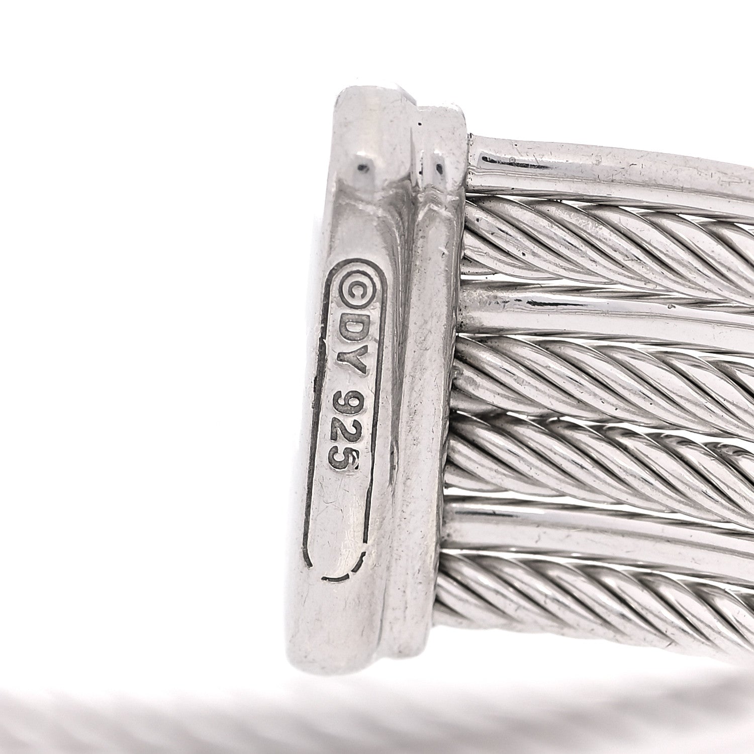 David Yurman Sterling Silver Diamond Crossover Four Row Cuff Bracelet 4 of 4