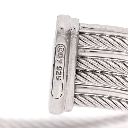 David Yurman Sterling Silver Diamond Crossover Four Row Cuff Bracelet 4 of 4