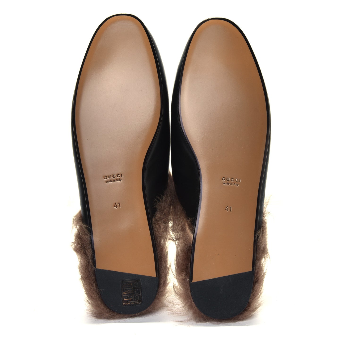 Calfskin Fur Womens Princetown Slippers 41 Black