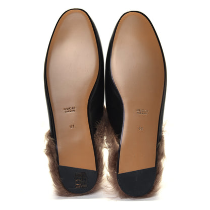 Gucci Calfskin Fur Womens Princetown Slippers 41 Black 4 of 4