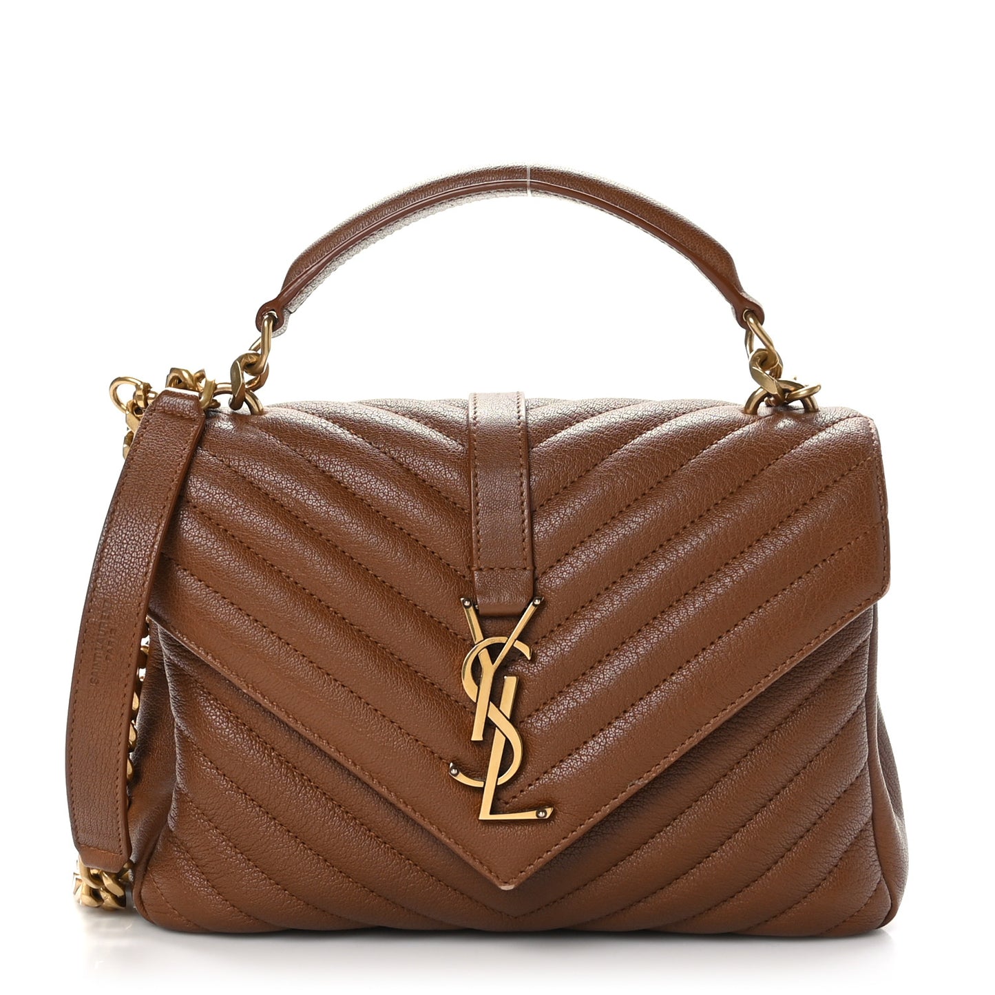 Calfskin Matelasse Chevron Monogram Medium College Bag Brick