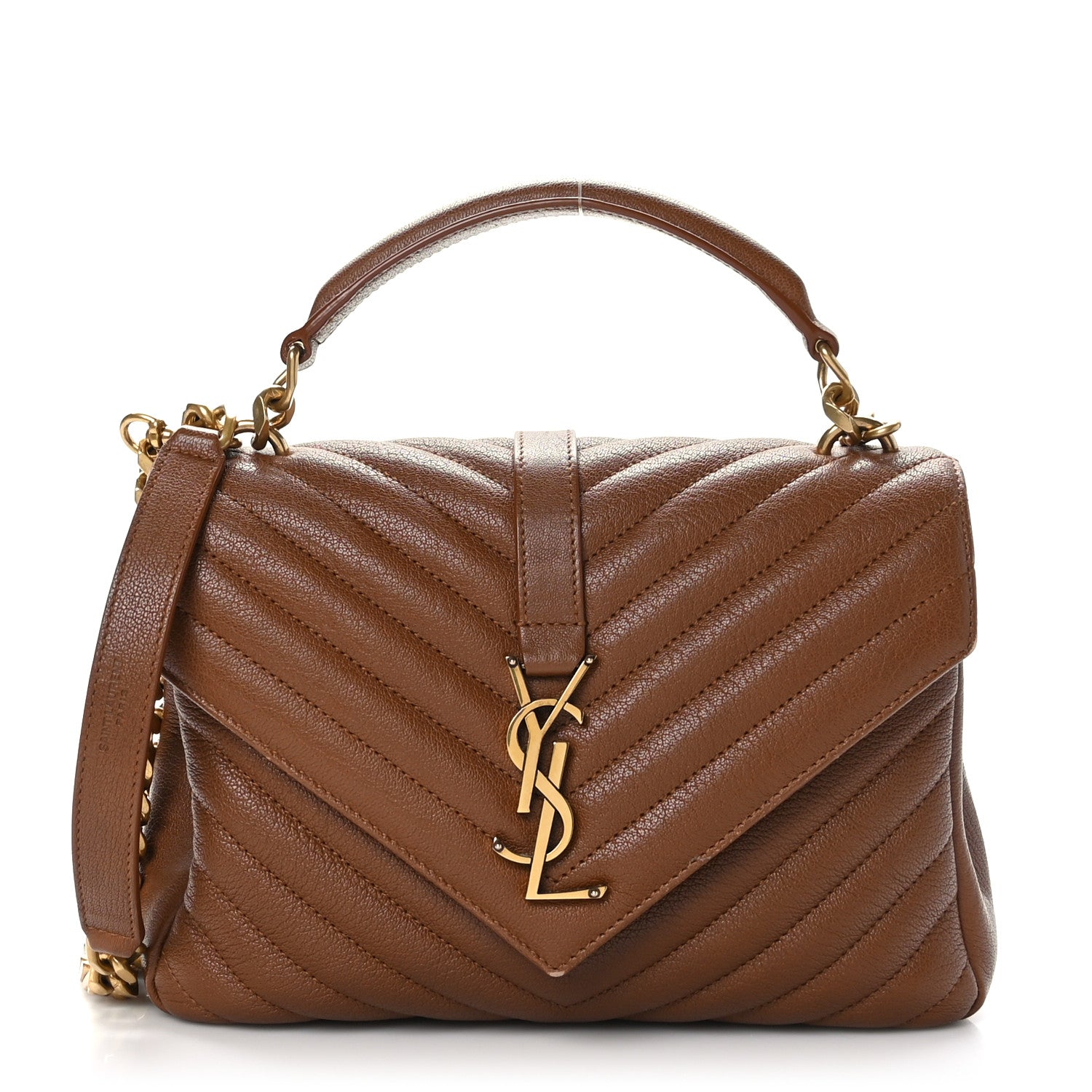 Saint Laurent Calfskin Matelasse Chevron Monogram Medium College Bag Brick 1 of 10