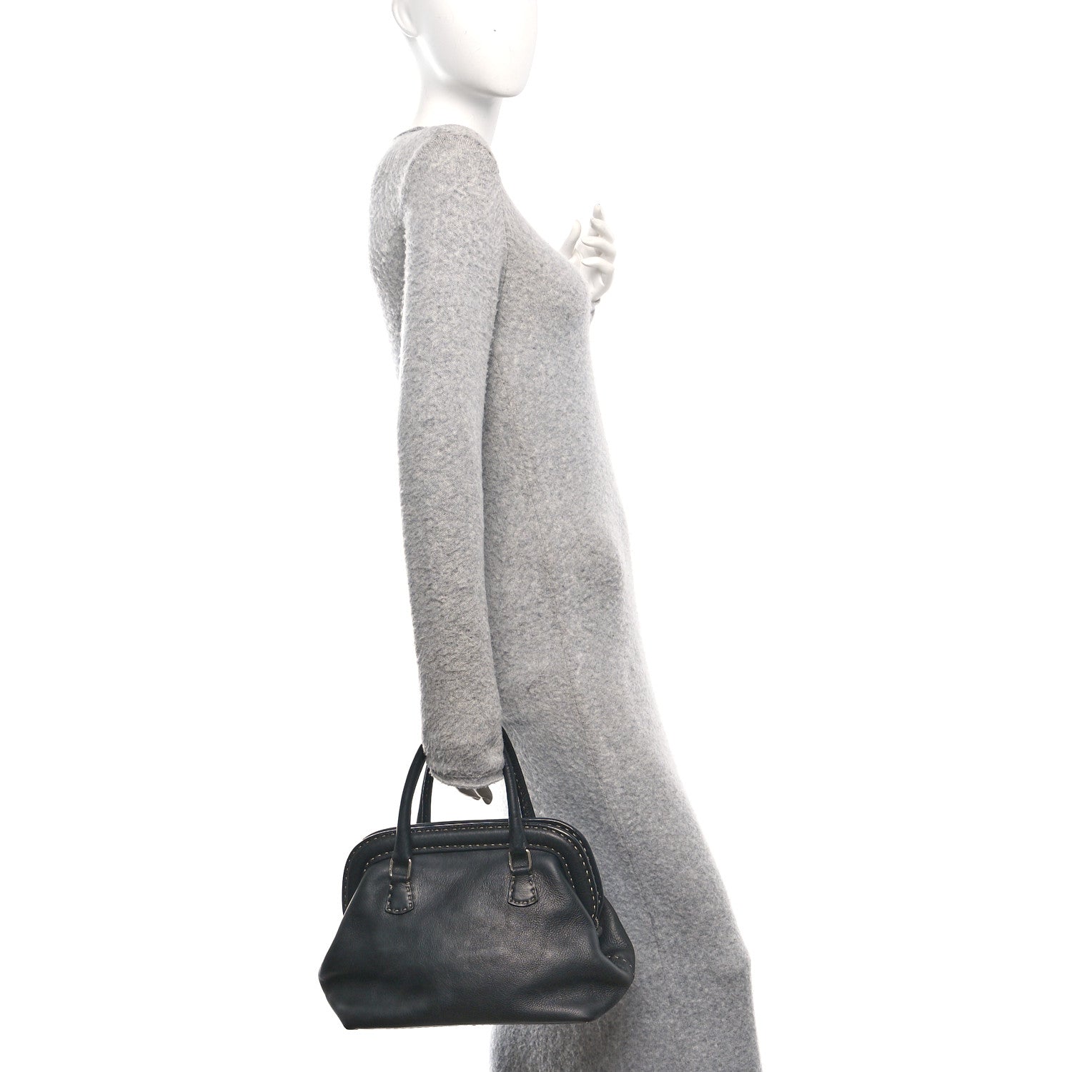 Fendi Calfskin Romano Selleria Adele 1328 Bag Black 2 of 13