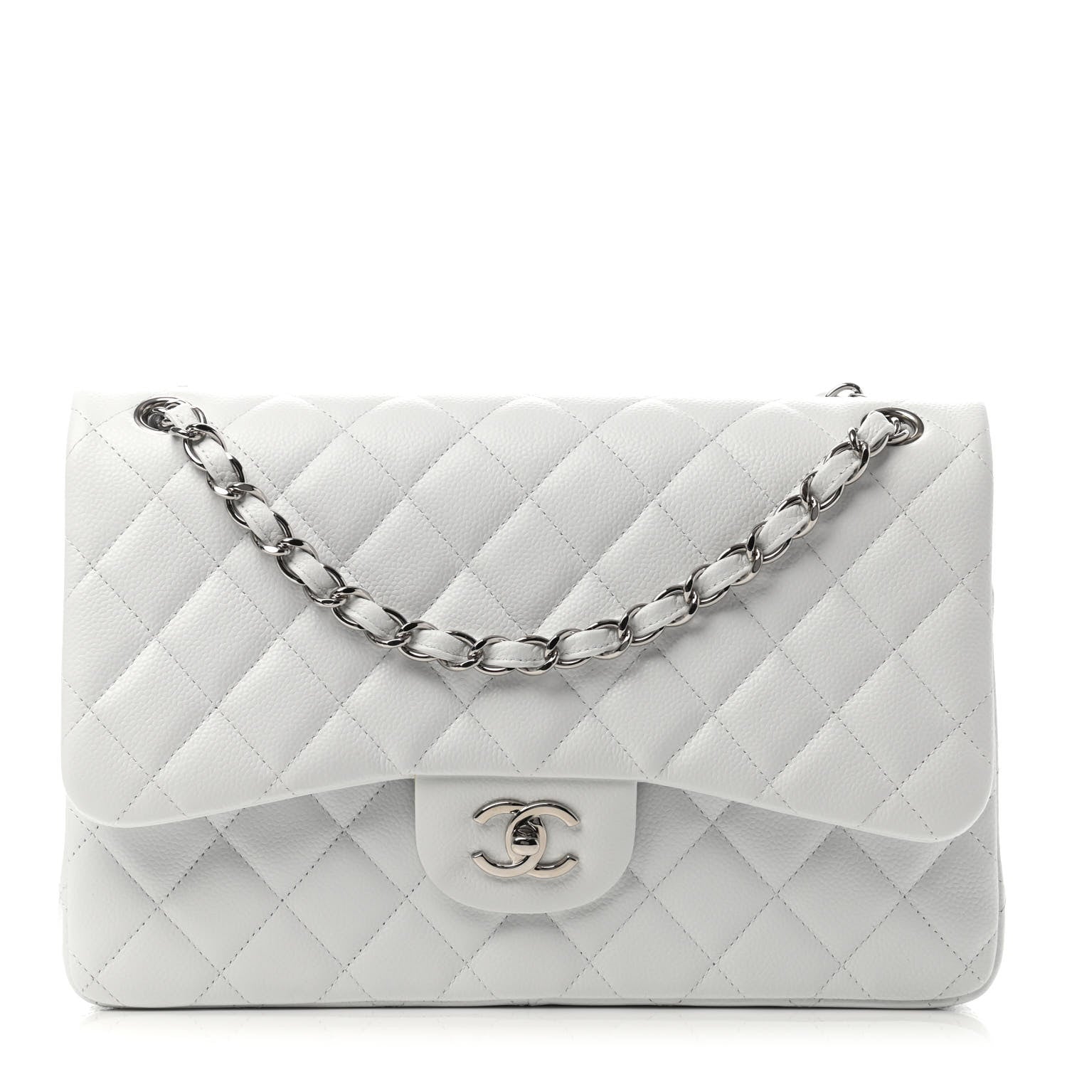 Chanel Caviar Quilted Jumbo Double Flap White 1 of 4