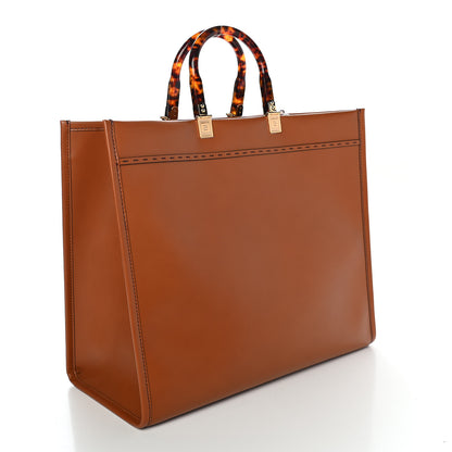 Fendi Vitello King Plexiglass Large Fendi Sunshine Shopper Tote Cuoio 3 of 9