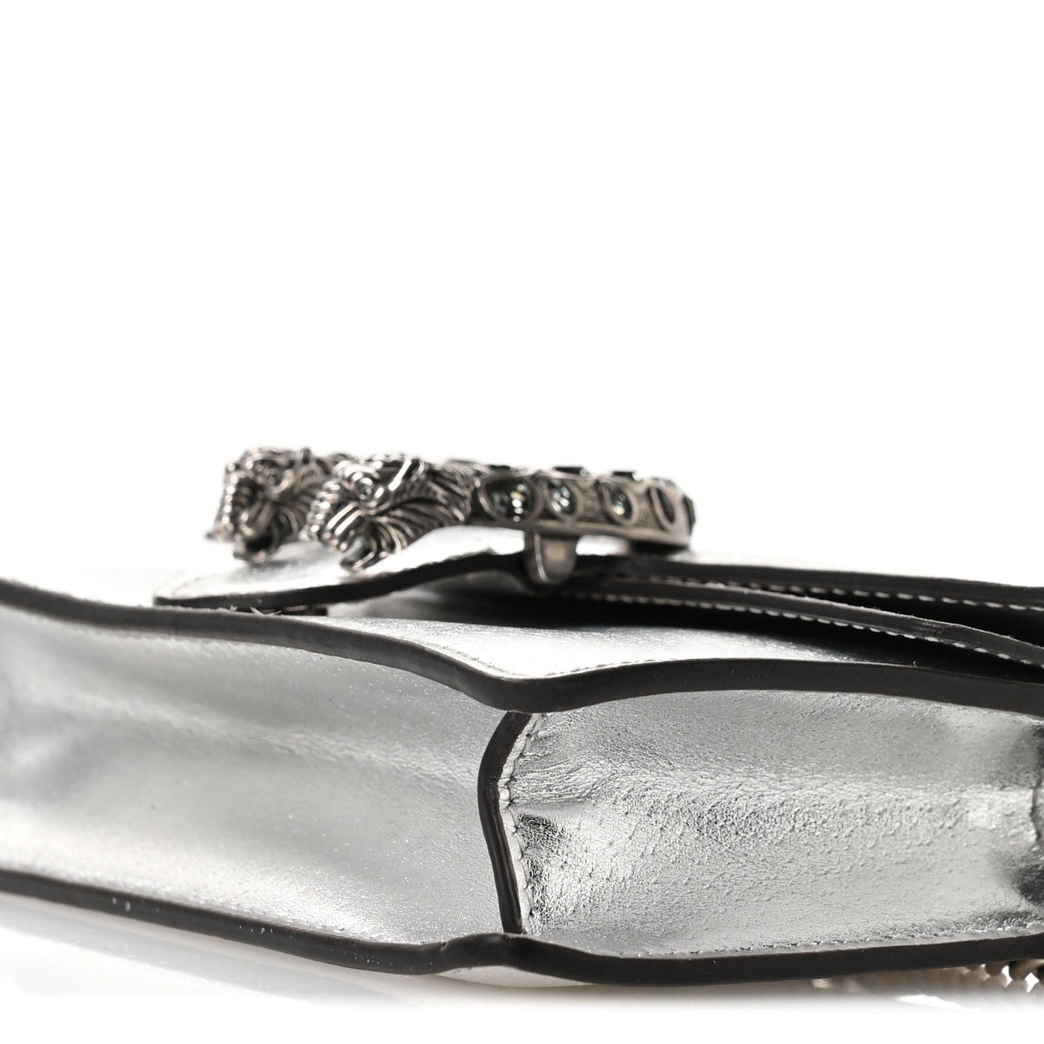 Gucci Metallic Calfskin Super Mini Dionysus Shoulder Bag Silver 10 of 11