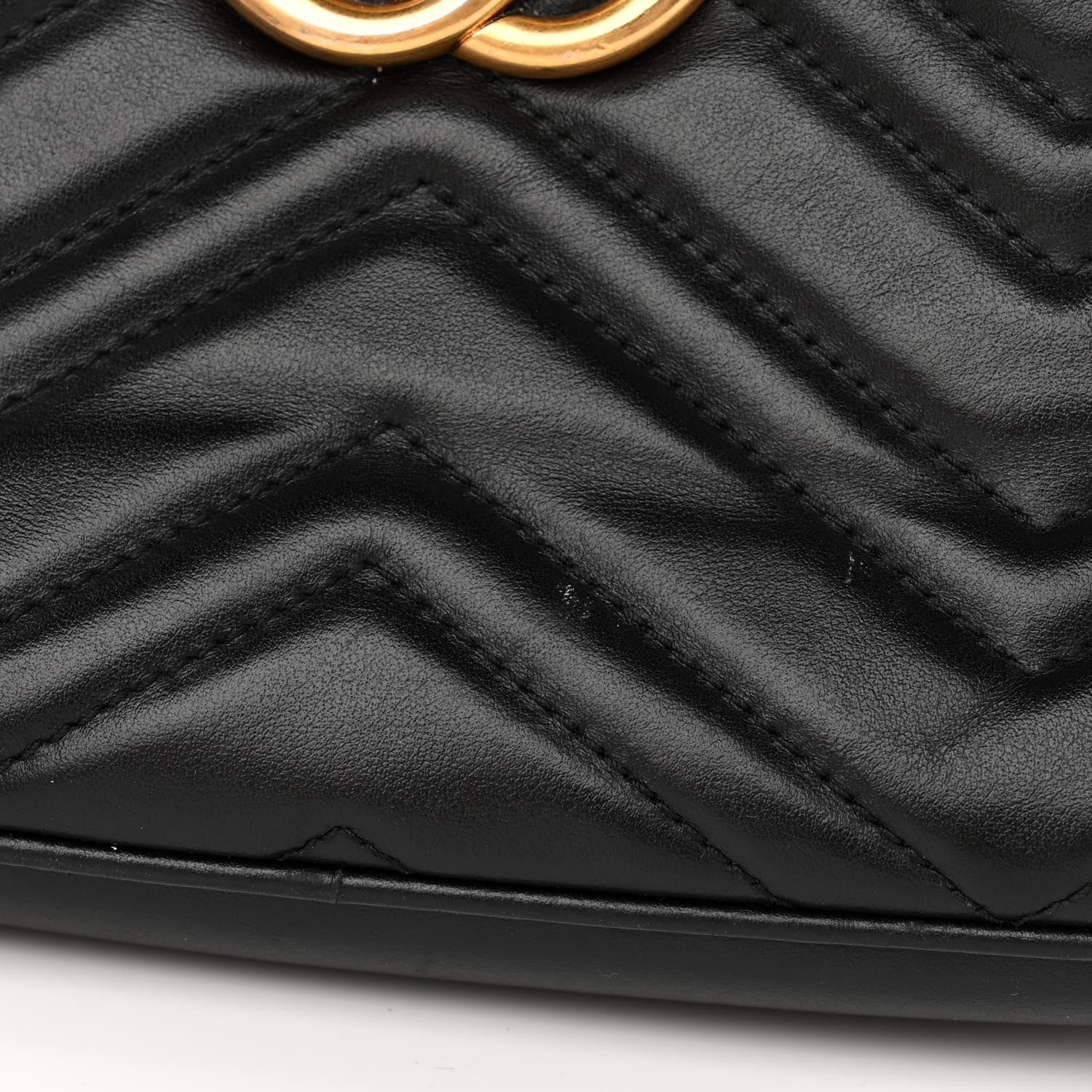 Gucci Calfskin Matelasse Small GG Marmont Chain Shoulder Bag Black 11 of 12