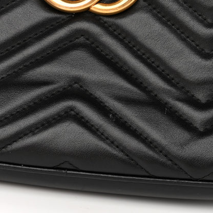 Gucci Calfskin Matelasse Small GG Marmont Chain Shoulder Bag Black 11 of 12