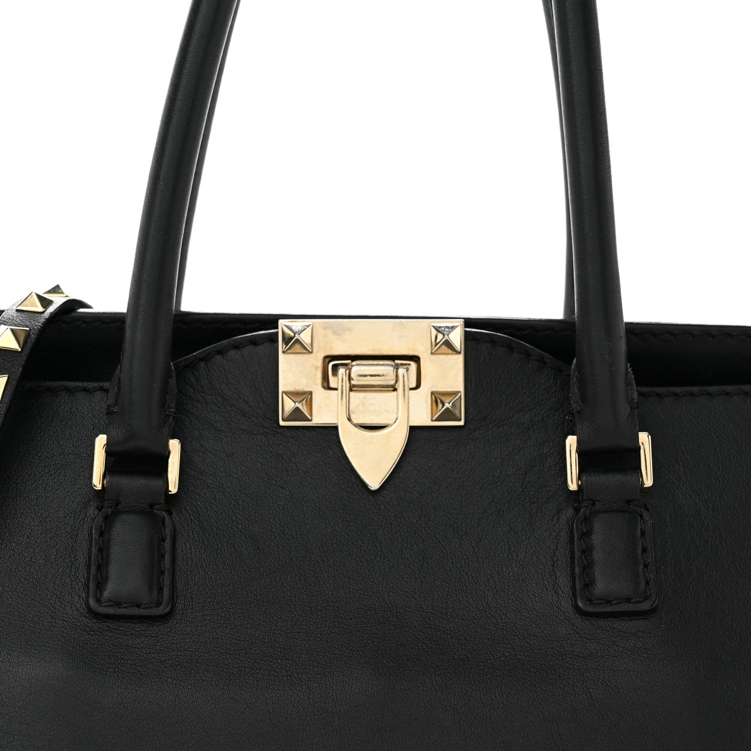 Valentino Garavani Vitello Rockstud Double Handle Tote Black 8 of 14