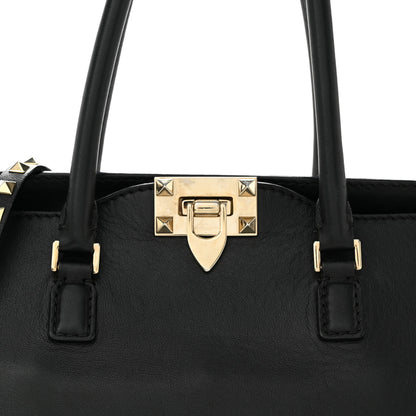 Valentino Garavani Vitello Rockstud Double Handle Tote Black 8 of 14