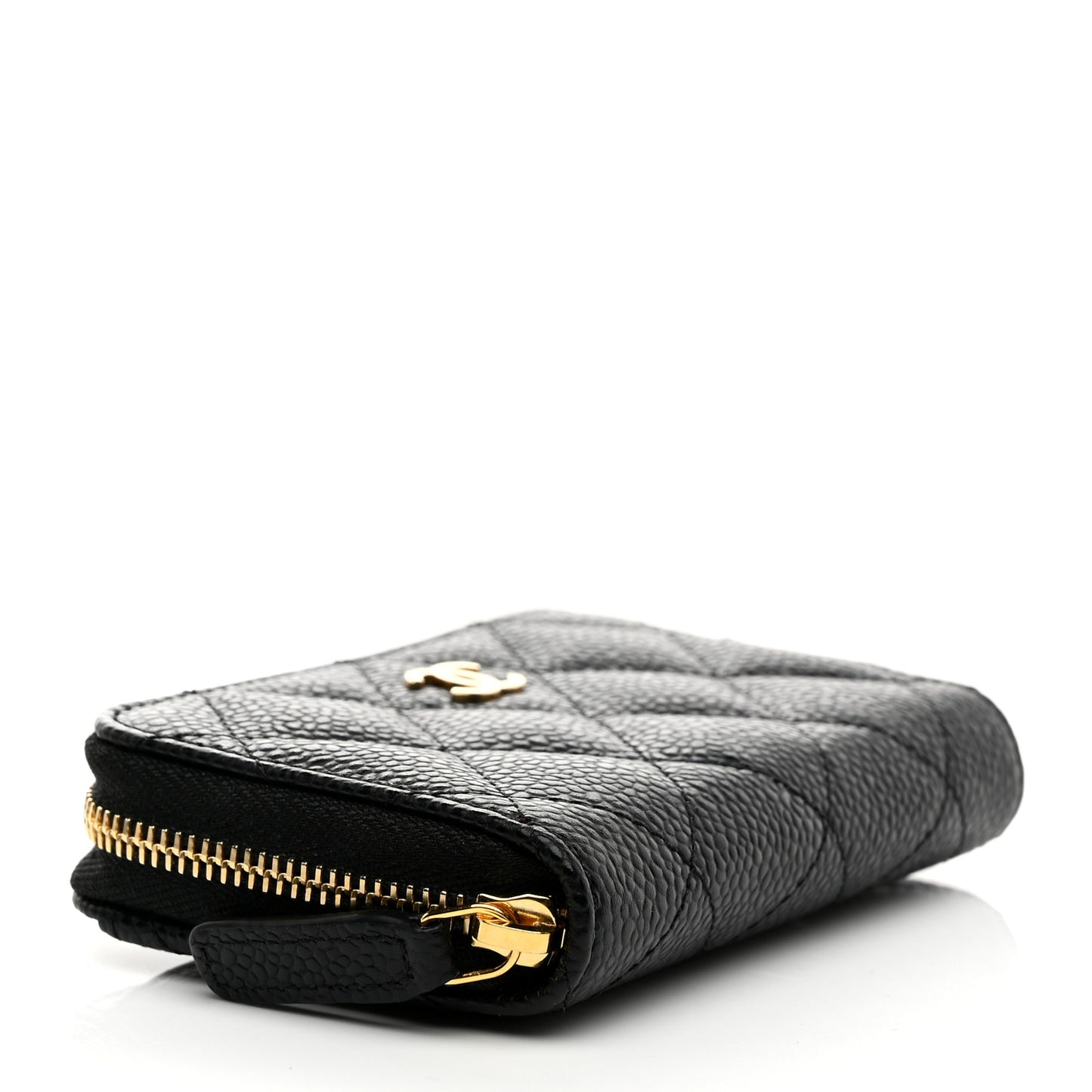 Caviar Quilted Zip Coin Purse Black