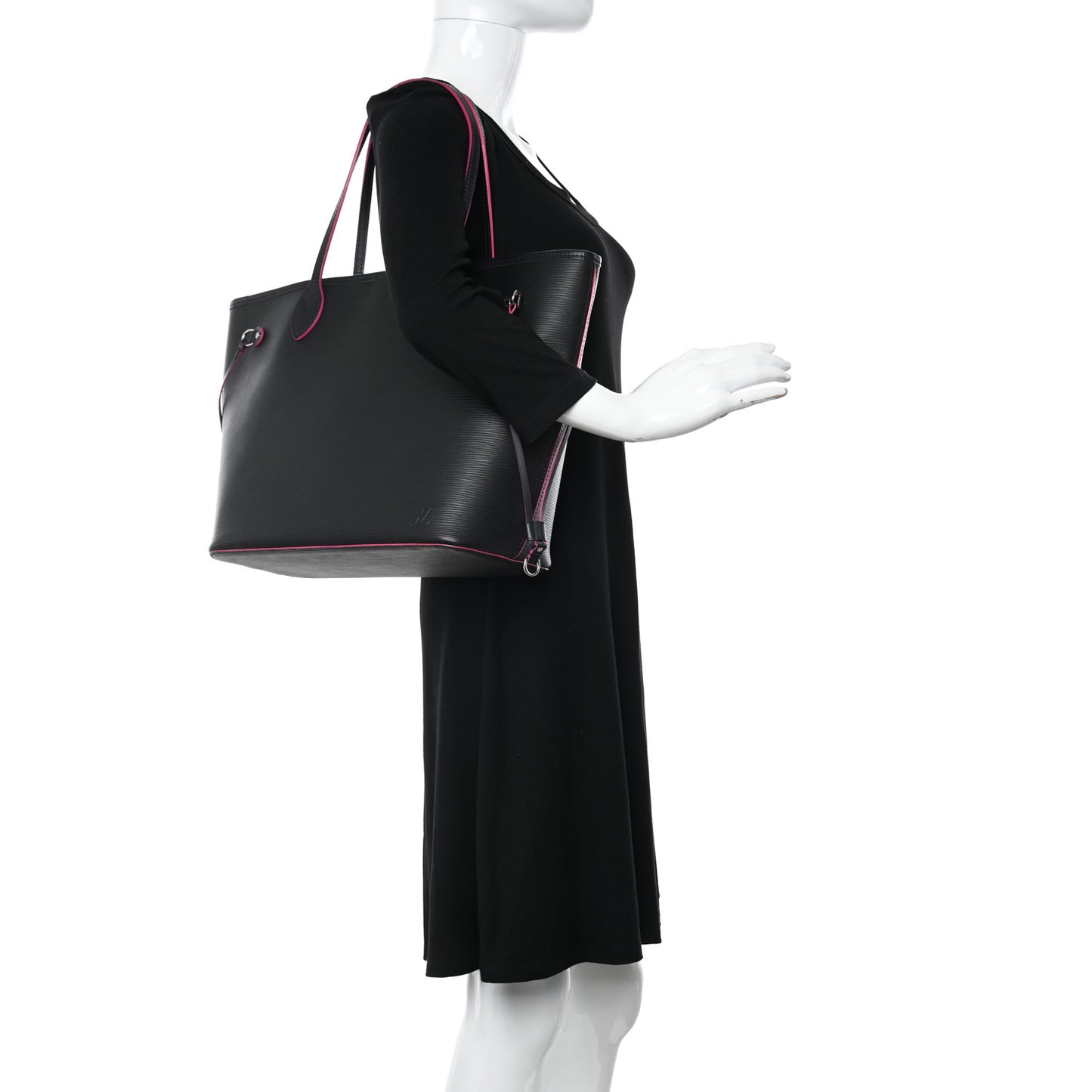 Epi Neverfull MM Black Hot Pink