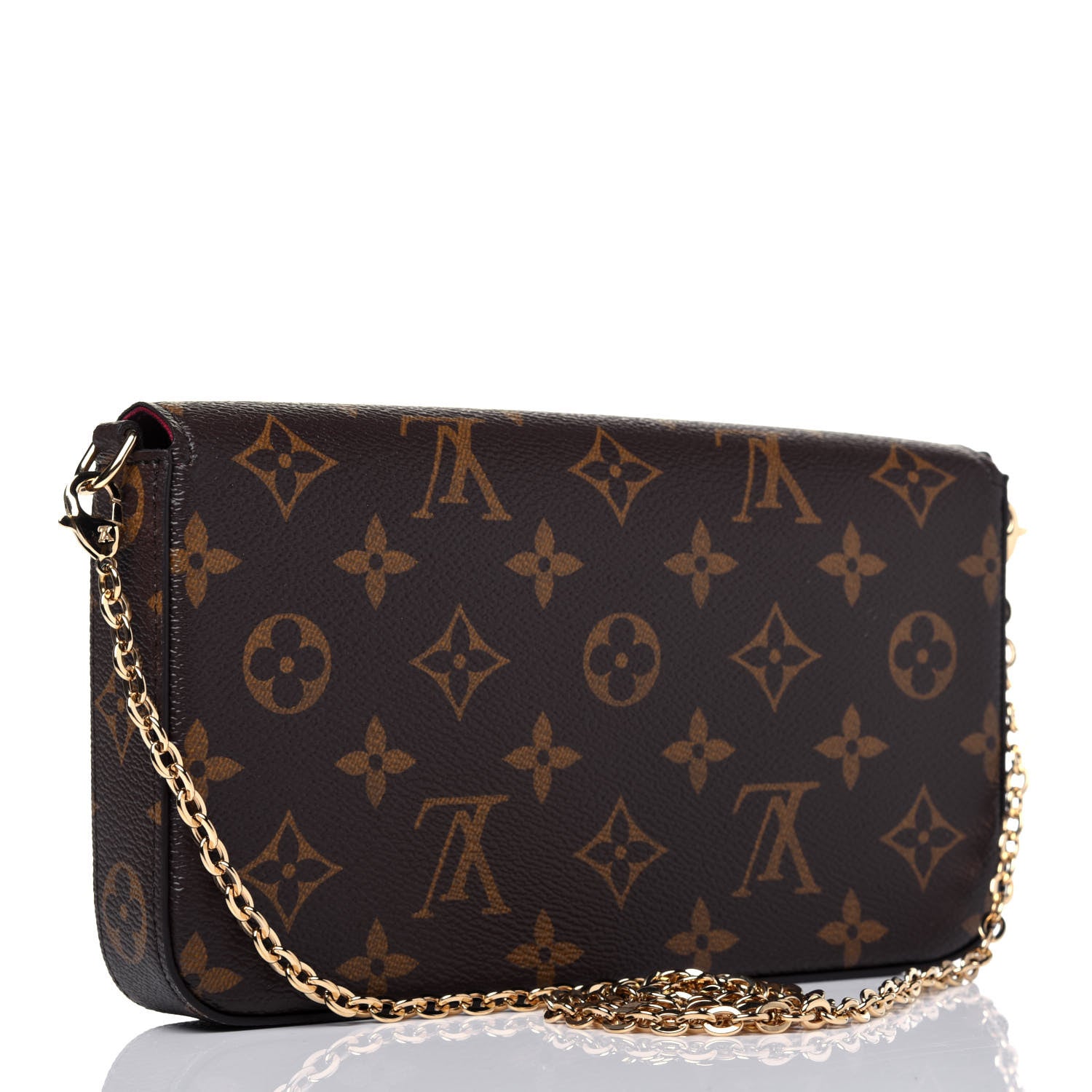 Louis Vuitton Monogram Pochette Felicie Chain Wallet Fuchsia 2 of 11