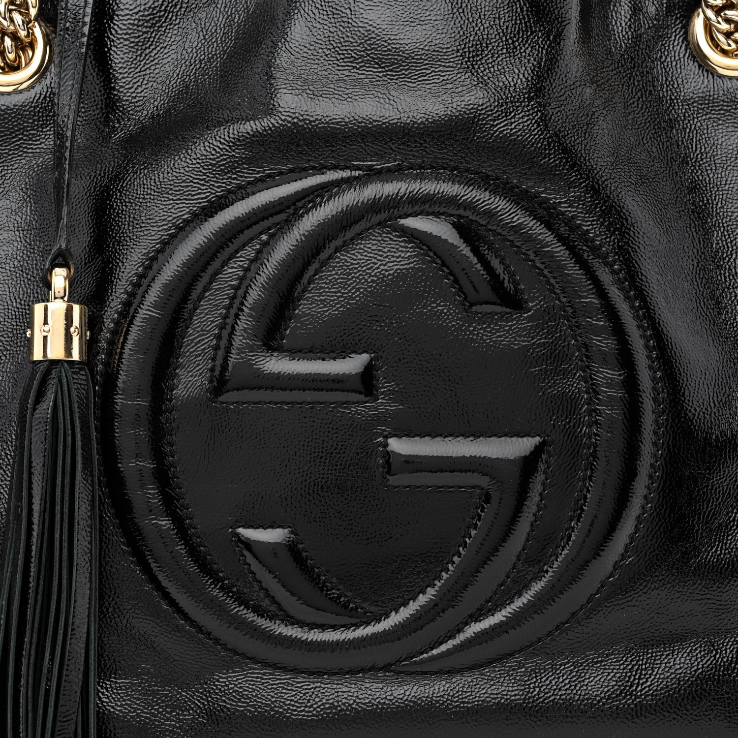 Gucci Patent Medium Soho Chain Shoulder Bag Black 8 of 12