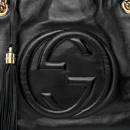 Gucci Patent Medium Soho Chain Shoulder Bag Black 8 of 12