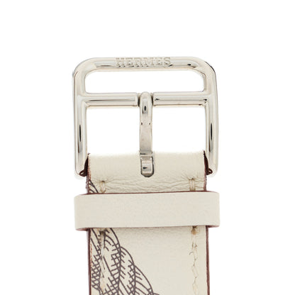 Hermes Swift Della Cavalleria Print 40mm Apple Double Tour Watch Strap White 4 of 5