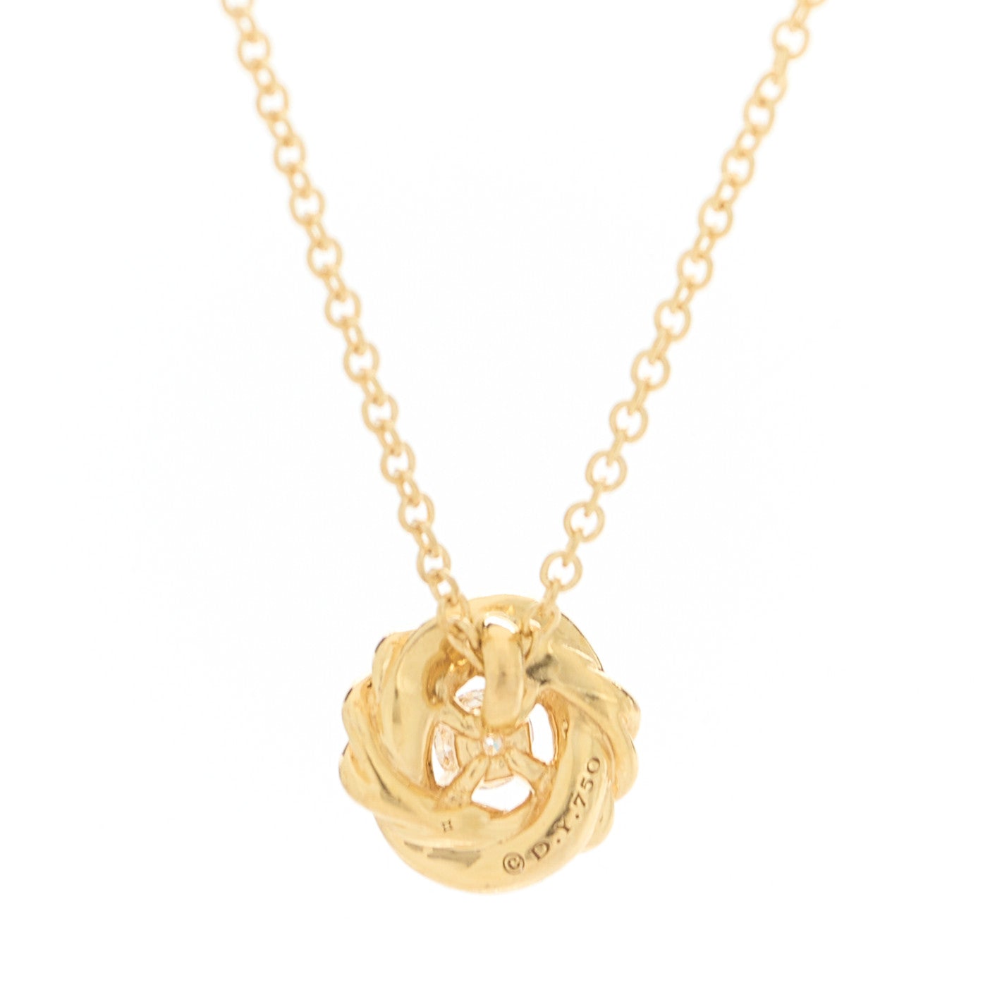 David Yurman 18K Yellow Gold Diamond 8mm Petite Infinity Pendant Necklace 4 of 5