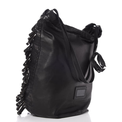 Valentino Garavani Lambskin Rockstud Fringe Bucket Black 3 of 10