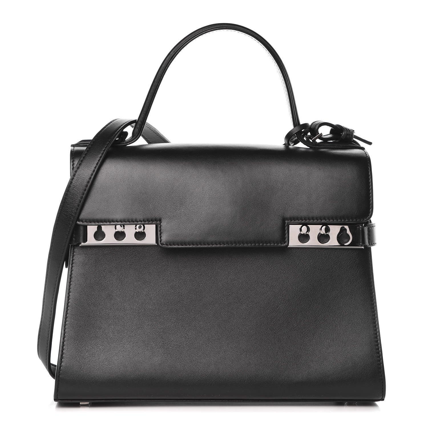 Delvaux Calfskin MM Tempete Satchel Black 1 of 7