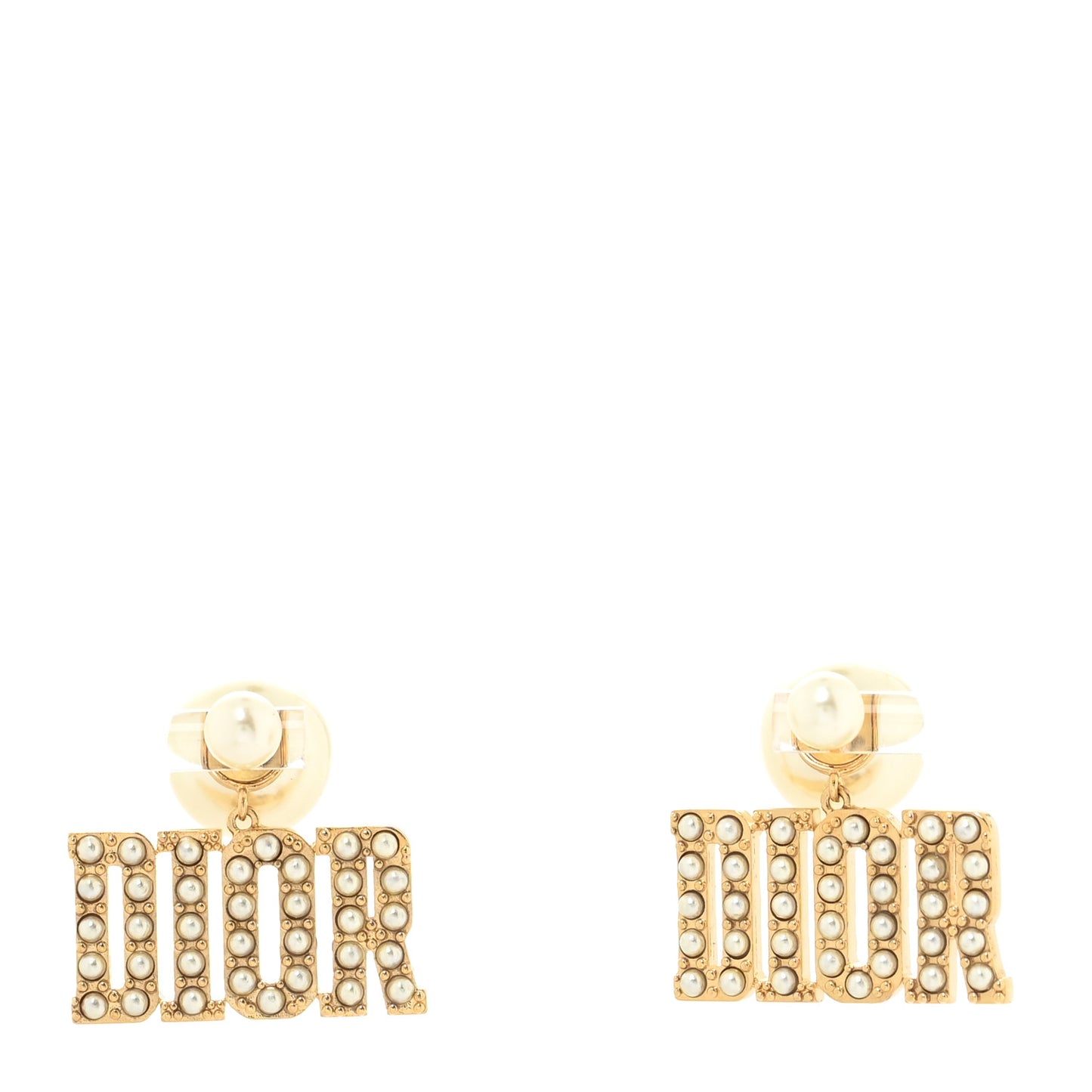 Metal Pearl Tribal Drop Earrings Gold