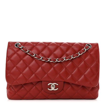 Chanel Caviar Quilted Jumbo Double Flap Red 1 of 14