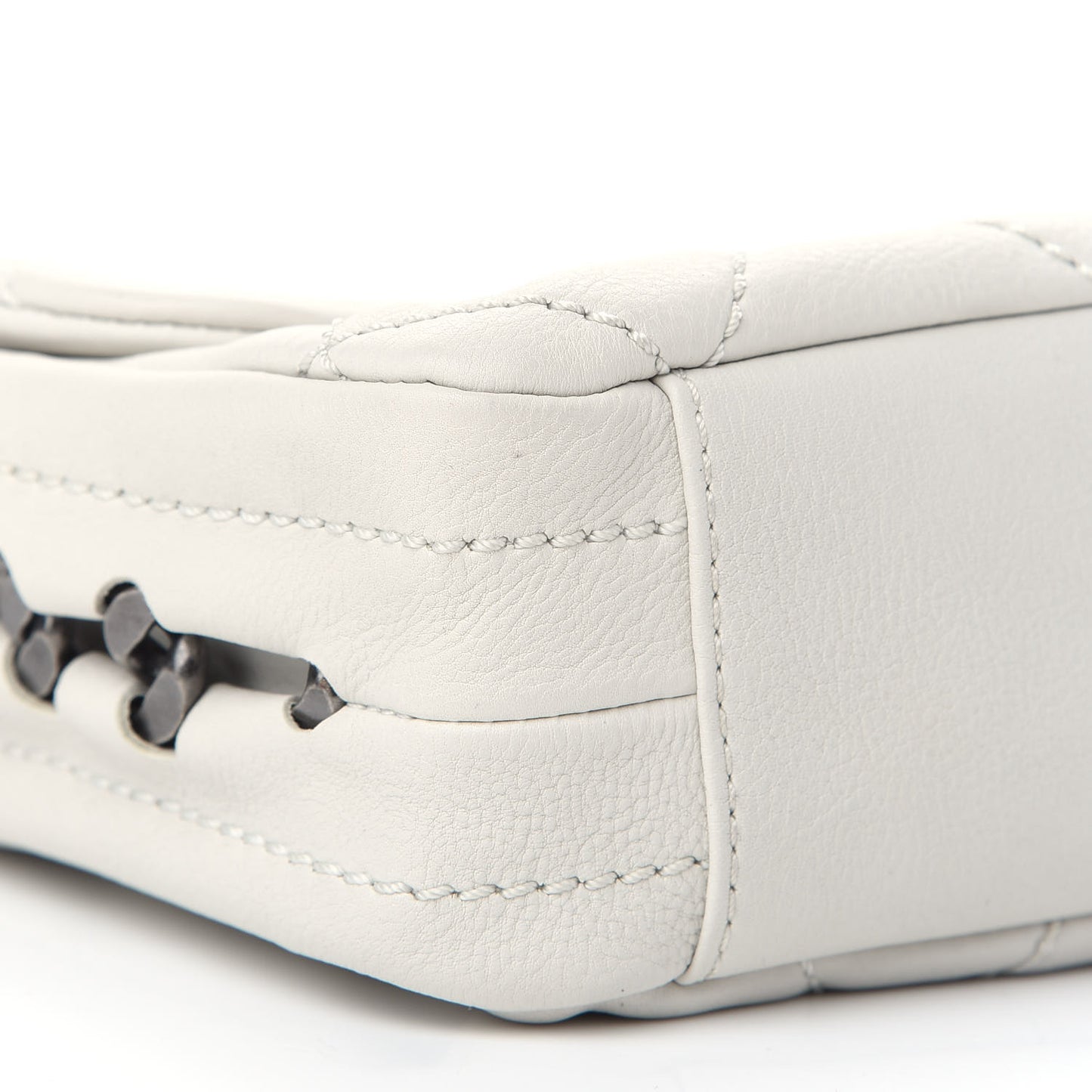 Calfskin Quilted Medium Modern Chain Flap White