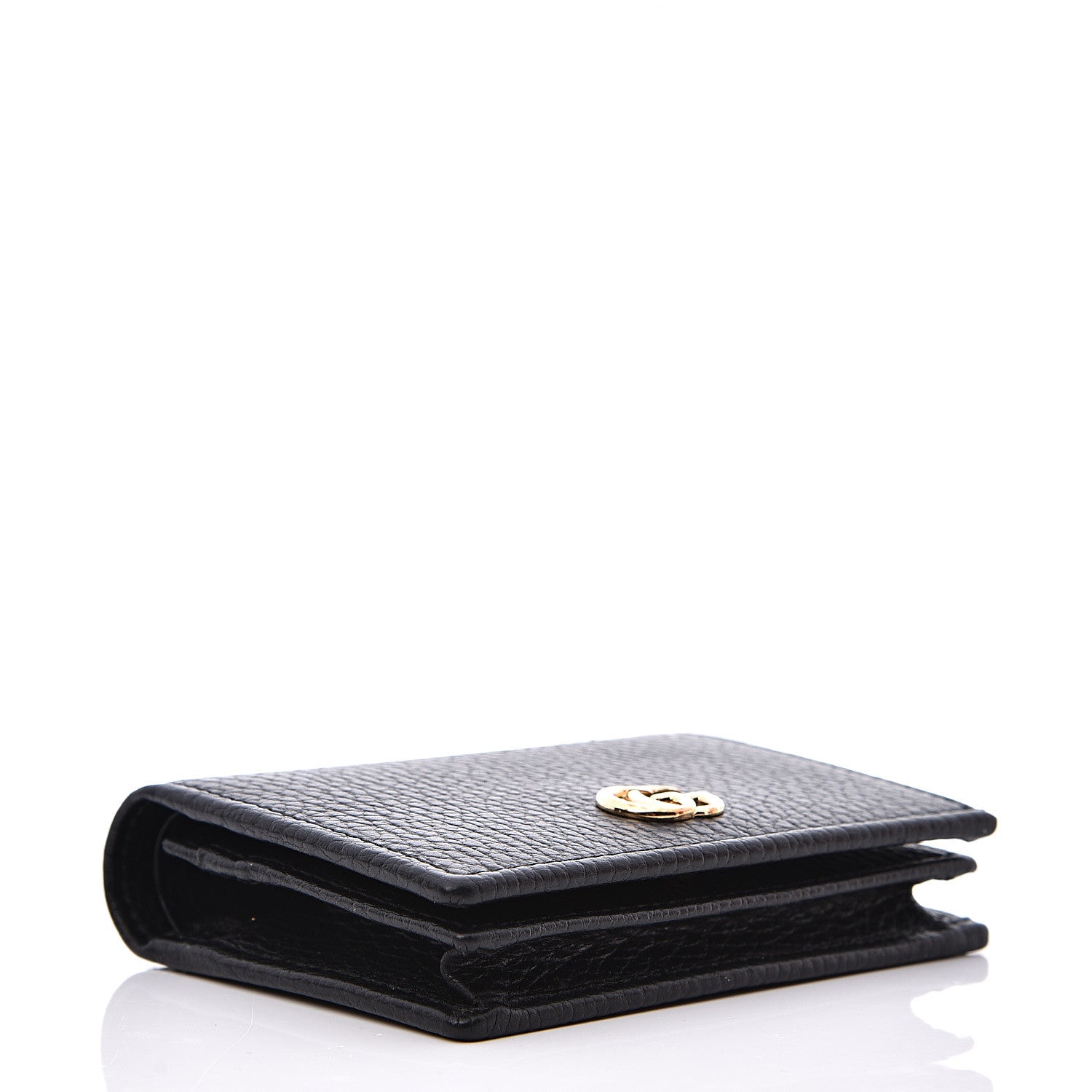 Gucci Pebbled Calfskin GG Marmont Card Case Black 3 of 7