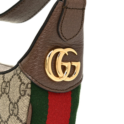 Gucci GG Supreme Monogram Textured Calfskin Web Mini Ophidia Half Moon Hobo Beige Ebony New Acero 10 of 11
