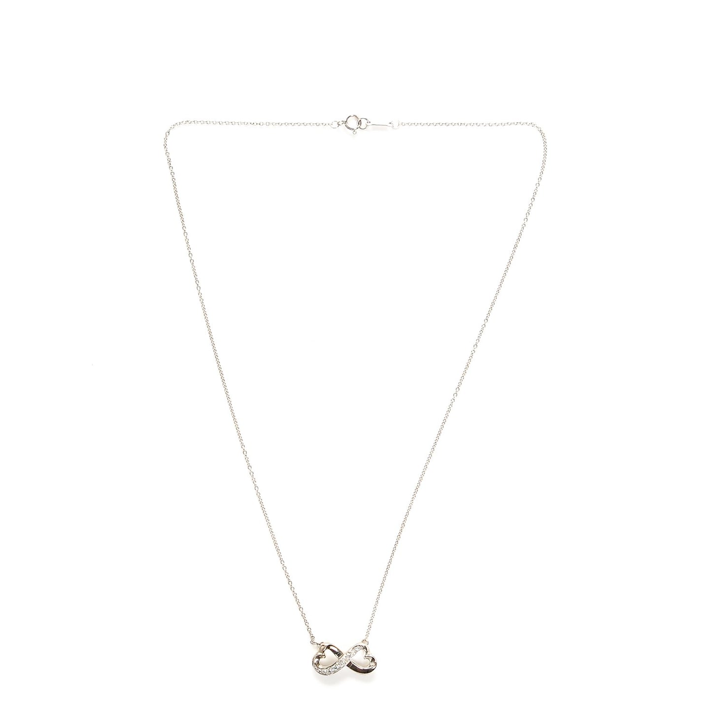 18K White Gold Diamond Paloma Picasso Double Loving Heart Necklace