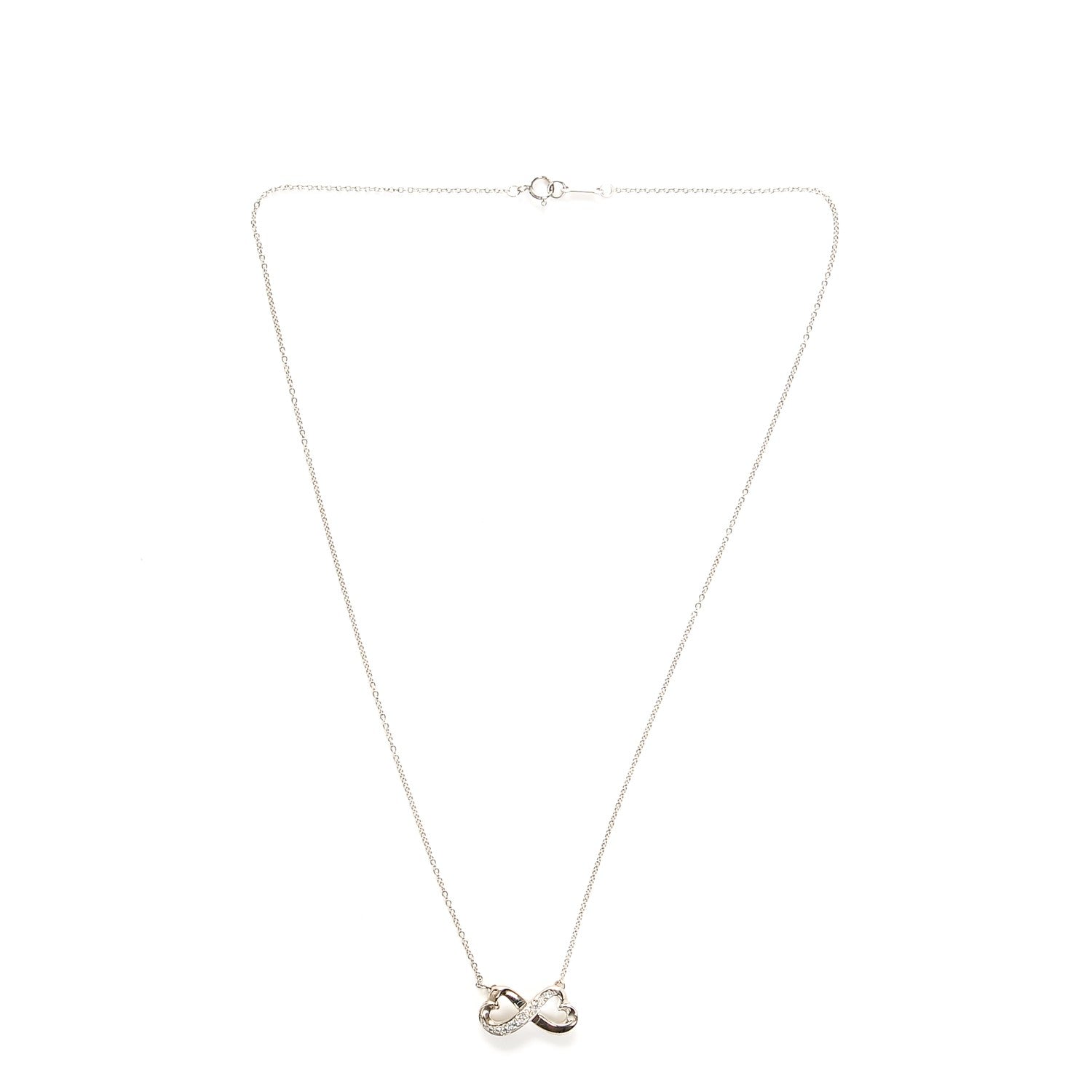 Tiffany 18K White Gold Diamond Paloma Picasso Double Loving Heart Necklace 3 of 5