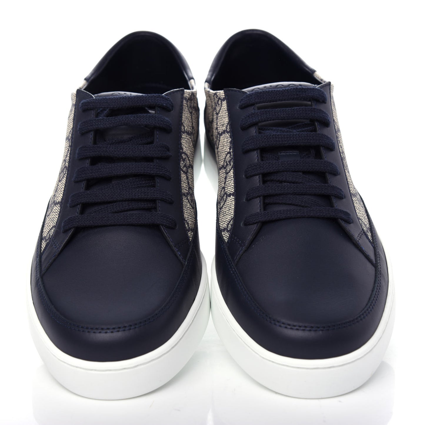 GG Supreme Monogram Calfskin Mens Low Top Sneakers 9.5 Blue Beige