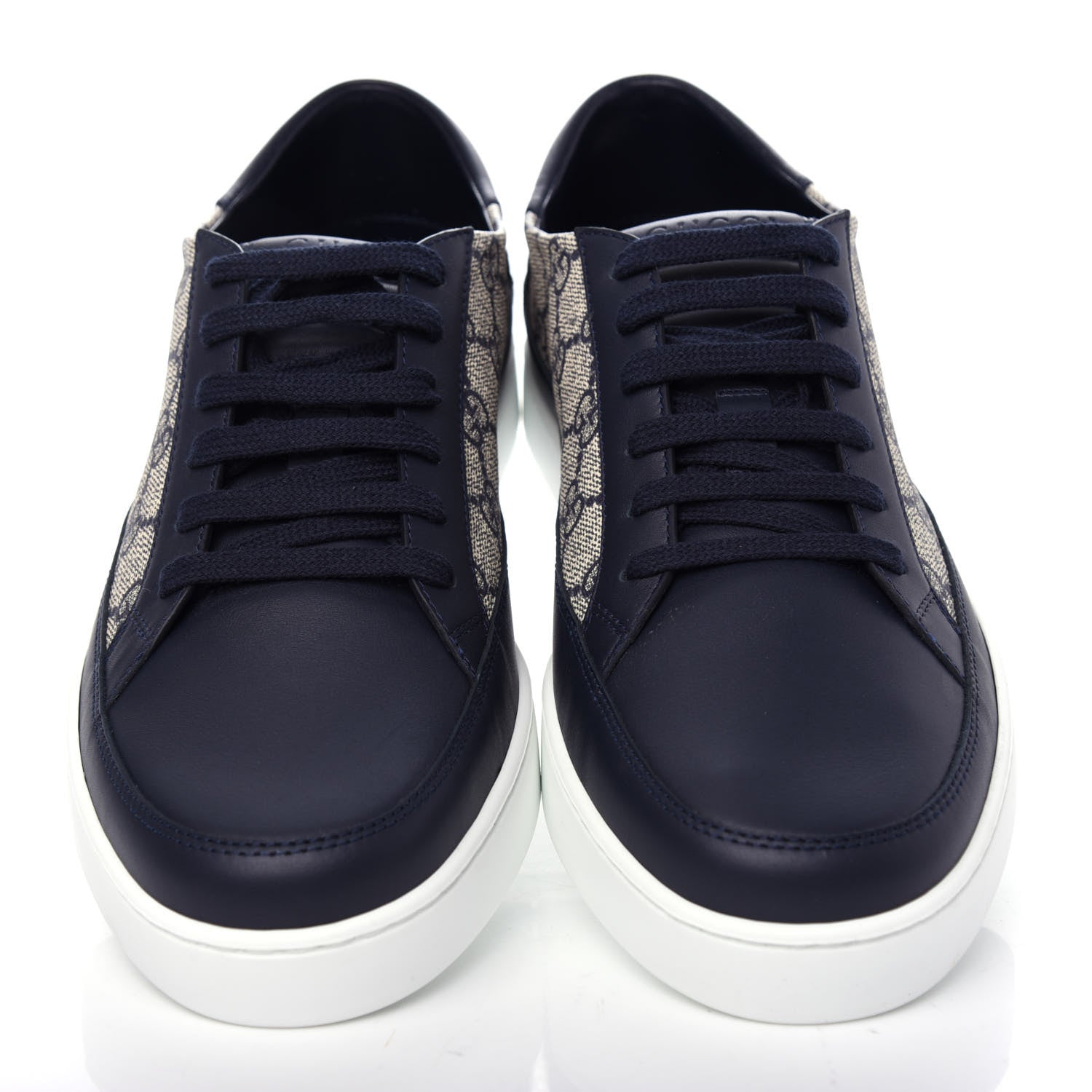 Gucci GG Supreme Monogram Calfskin Mens Low Top Sneakers 9.5 Blue Beige 5 of 11