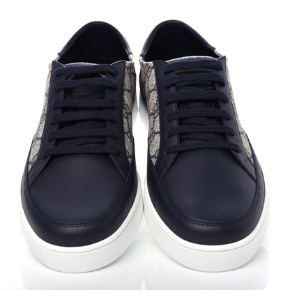 Gucci GG Supreme Monogram Calfskin Mens Low Top Sneakers 9.5 Blue Beige 5 of 11